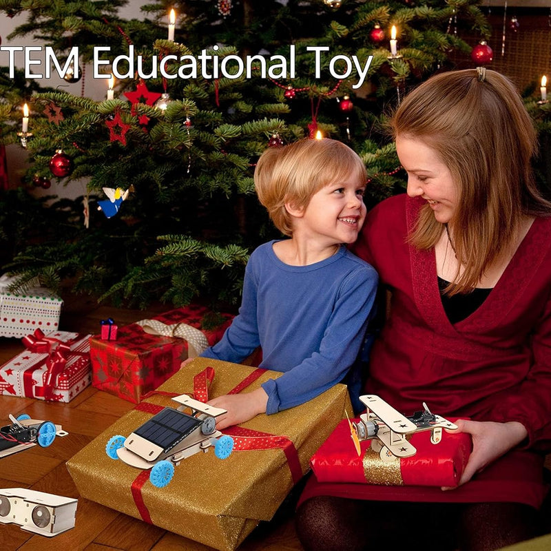 STEM Building Kits for Kids Ages 8-14: Solar Car, Biplane Glider, Binoculars, Wind Car