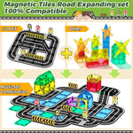 Goodtiles Magnetic Road Expansion Set, STEM Building Blocks for Kids Ages 3-5, Preschool Learning Toys