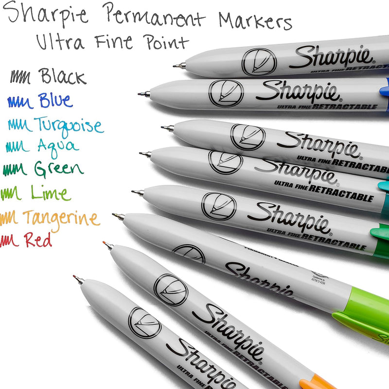 Sharpie Retractable Permanent Markers, Ultra Fine Point, 8 Count