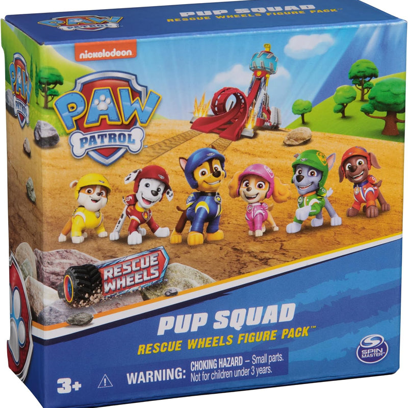 Paw Patrol: Rescue Wheels, 6-Pack Pup Squad Action Figure Gift Set, Under 2-Inch Figures, Kids Toys for Boys & Girls Ages 3 and Up