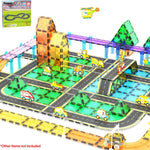 PicassoTiles Race Track Magnetic Tiles Car Toy Fun Playset Includes 2 Racing Trucks Racecars STEM Educational Magnet Building Block Construction Set for Toddlers Boys Girls Ages 3 and Older PTR30