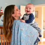 Muslin Swaddle Blankets for Newborn, 3 Pack Breathable Soft Receiving Blanket, Large 38 x 40 inches Swaddle Wrap Burping Clothes, Essentials Infant Shower Items, Toddler Gift (Blue Sea)