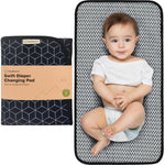 KeaBabies Portable Diaper Changing Pad, Easy Wipe Clean, 25x13 (Black Geo) | Foldable Waterproof Baby Changing Mat for Diaper Bag, Compact, Lightweight, Newborn, Infant, Baby Changer Travel Essential