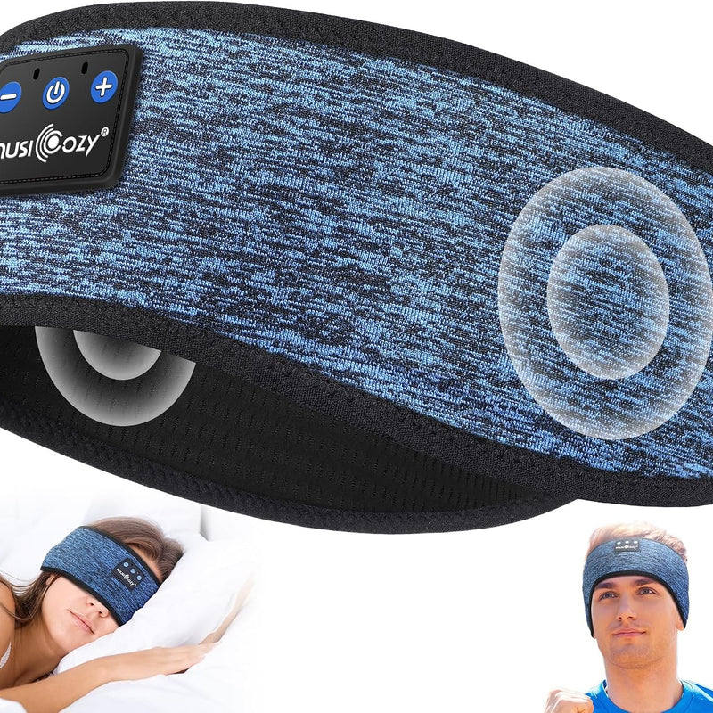 MUSICOZY Bluetooth 5.4 Sleep Headphones Headband Sports Wireless Audio | Earbuds 2 in 1 Design with Breathable Stretch Fabric, HD Stereo Sound Speakers for Workout Yoga Running, Nighttime Sleep Use