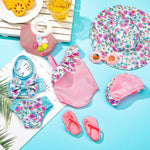 Kajaia 8 Pcs 18 Inch Doll Clothes and Accessories Summer Dolls Swimsuits Beach Playsets Include Doll Swimsuit Bikini Dress Flip Flops Hat Sunglasses Handbag Swim Accessories for 18 Inch Girl Dolls