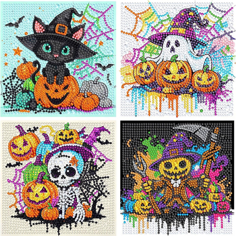 bleihum 4 Pack Diamond Art Painting Kits for Kids Ages 8-12 Sports 6X6inch | Small Diamond Art for Kids Ages 8-12, Cute Football Gem Arts and Crafts for Kid Ages 8-12 Gift Home Decor