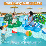 JOYIN 4-Pack 20" Beach Balls - Large Rainbow Beach Ball Inflatable Pool Toys for Party Supplies Decorations, Adults Kids Birthday Luau Summer Beach Water Games Beachball Party Favors