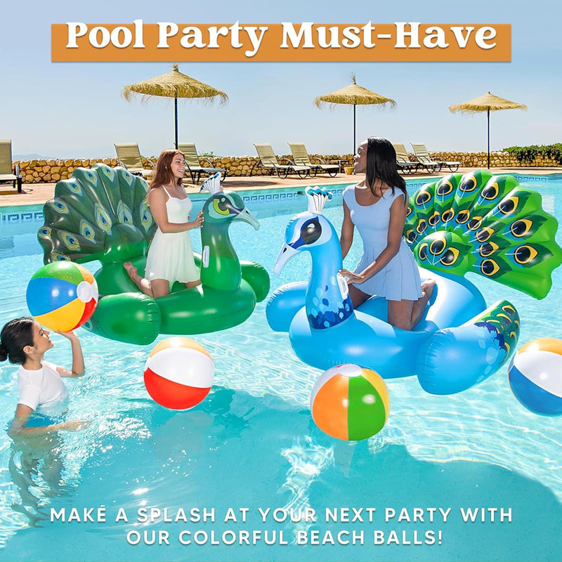 JOYIN 4-Pack 20" Beach Balls - Large Rainbow Beach Ball Inflatable Pool Toys for Party Supplies Decorations, Adults Kids Birthday Luau Summer Beach Water Games Beachball Party Favors