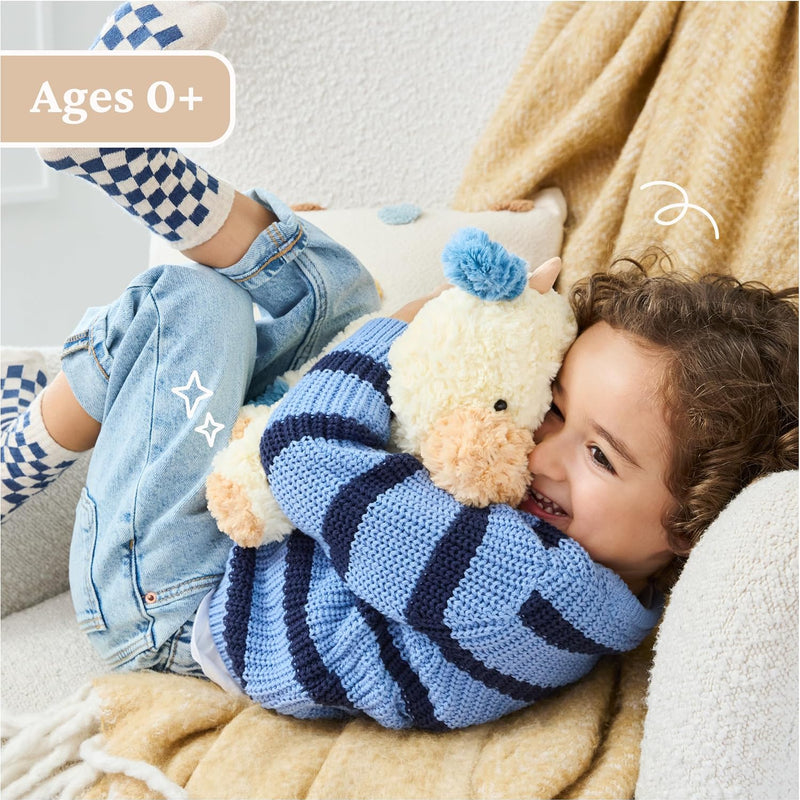 GUND Cozys Collection Cow, Stuffed Animal for Ages 0 and Up, Spring Decor Plush Toy, Cream/Blue, 10”