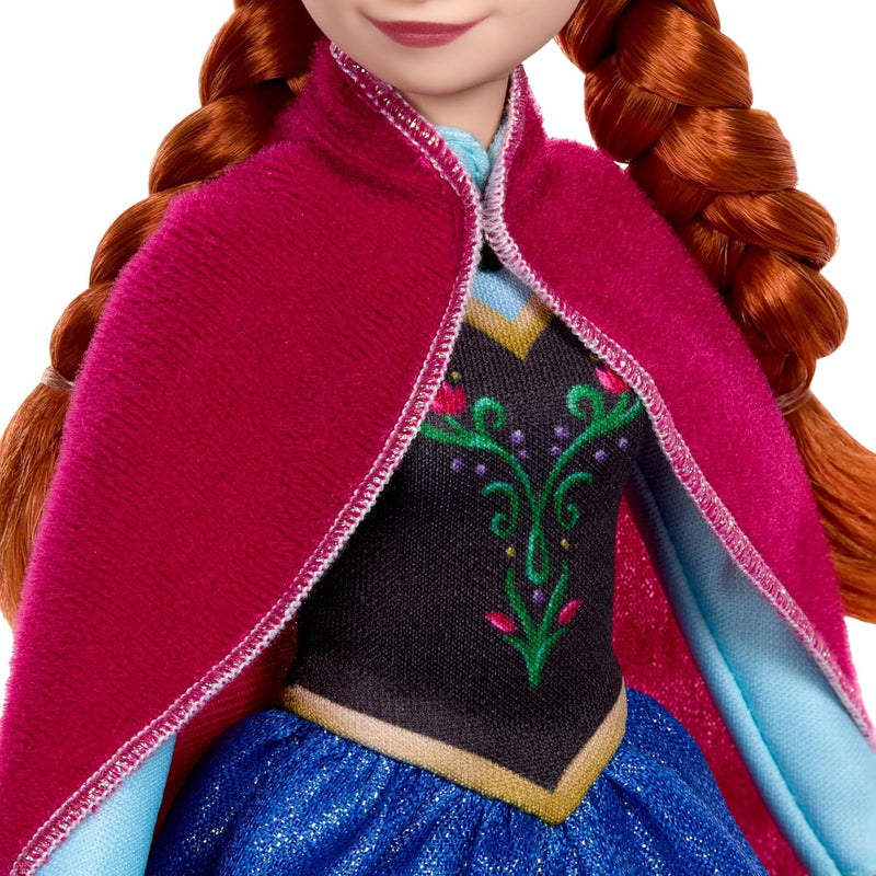 Mattel Disney Frozen Anna Fashion Doll in Sparkling Removable Dress, Cape & Boots and Braided Hair, Posable & Collectible, Inspired by Movie