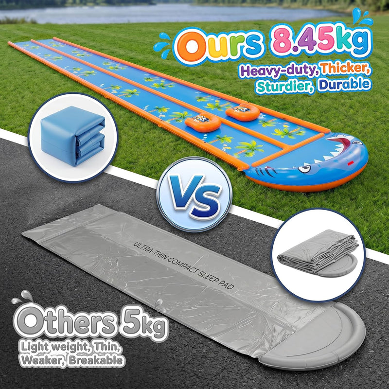 40×5.9FT Heavy Duty Slip and Slide with Sprinkler and 2 Boards, Water Slide for Adults with 3-Way Water Sprinkler, Giant Slip n Slide for Outdoor Backyard Lawn Kids Teens and Adults (Blue&Orange)