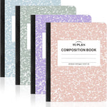 Yeplan Composition Notebooks 4 pack, Wide Ruled Notebook Paper, 9 3/4" x 7 1/2", 80 Sheets/160 Pages, Aesthetic Marble Composition Notebook for School & Office Supplies (4, Pastel Marble Colors)