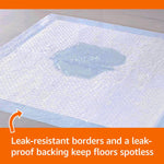 Amazon Basics Heavy Duty Dog and Puppy Pee Pads, Leak-Proof 5-Layer Super Absorbent, Quick-Dry Surface for Potty Training and Housebreaking, Giant Size, 27.5 x 44 Inch, Blue & White, 30-Pack