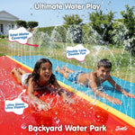 JAMBO Premium 24Ft Budget Slip Splash and Slide, Heavy Duty Water Slide with Advanced Sprinkler System, Backyard Waterslide, Splash Mat, Outdoor Water Toys n Slides for Kids