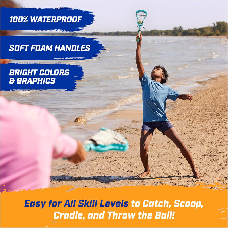 SwimWays Hydro Lacrosse Waterproof Lacrosse Set for Ages 5+ | Lightweight, Travel-Friendly Set Includes Ball for On-the-Go Play Anywhere, Encourages Exercise; Boosts Hand-Eye Coordination