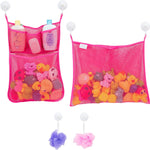 2 x Mesh Bath Toy Organizer + 8 Ultra Strong Hooks - Perfect Bathtub Toy Holder & Bathroom or Shower Caddy for Kids & Toddlers