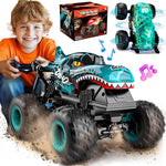 BEZGAR 1:20 Scale Remote Control Monster Truck with Light & Music for Kids 4-7, Dinosaur RC Car with 360° Spins and Drifting