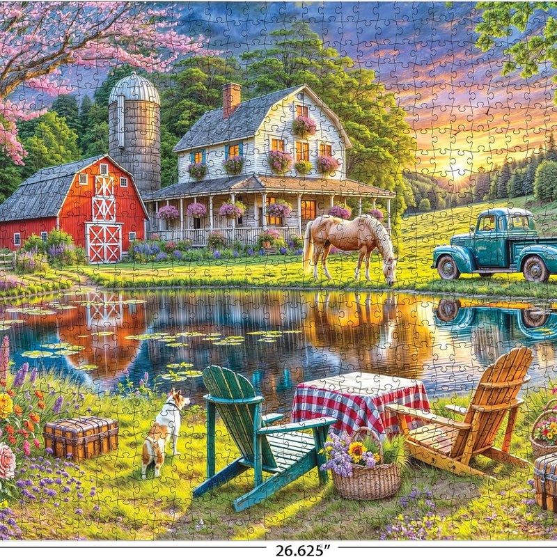 RoseArt Soft Touch Backyard Country Farm Scene 1000 Piece Jigsaw Puzzle for Adults
