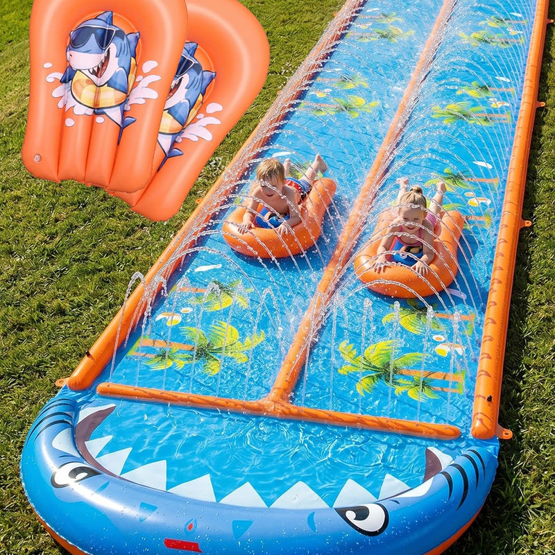 40×5.9FT Heavy Duty Slip and Slide with Sprinkler and 2 Boards, Water Slide for Adults with 3-Way Water Sprinkler, Giant Slip n Slide for Outdoor Backyard Lawn Kids Teens and Adults (Yellow&Green)