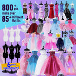 800+Pcs Fashion Designer Kits for Girls with 6 Mannequins - Girls Fashion Design Craft Kit, Sewing Kit for Kid 8-12, Birthday Gifts for Teens Girl 6 7 8 9 10 11 12
