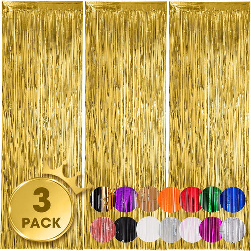 Voircoloria Gold Foil Fringe Backdrop Curtains: Dazzling Decor for New Year's, Graduations, Birthdays, and More