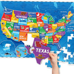 United States 70Pcs Floor Puzzle for Kids Ages 4-6 - USA Map with 50 States & Capitals