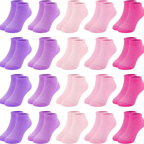 ZERULETS 20 Pairs Girls Socks, Toddler Kids Ankle Low Cut Socks Aged 1-13 | Short School Athletic Socks for Girls Children, Soft, Breathable, Elastic, Fit for Daily, Sport, Gift, Bright Colors