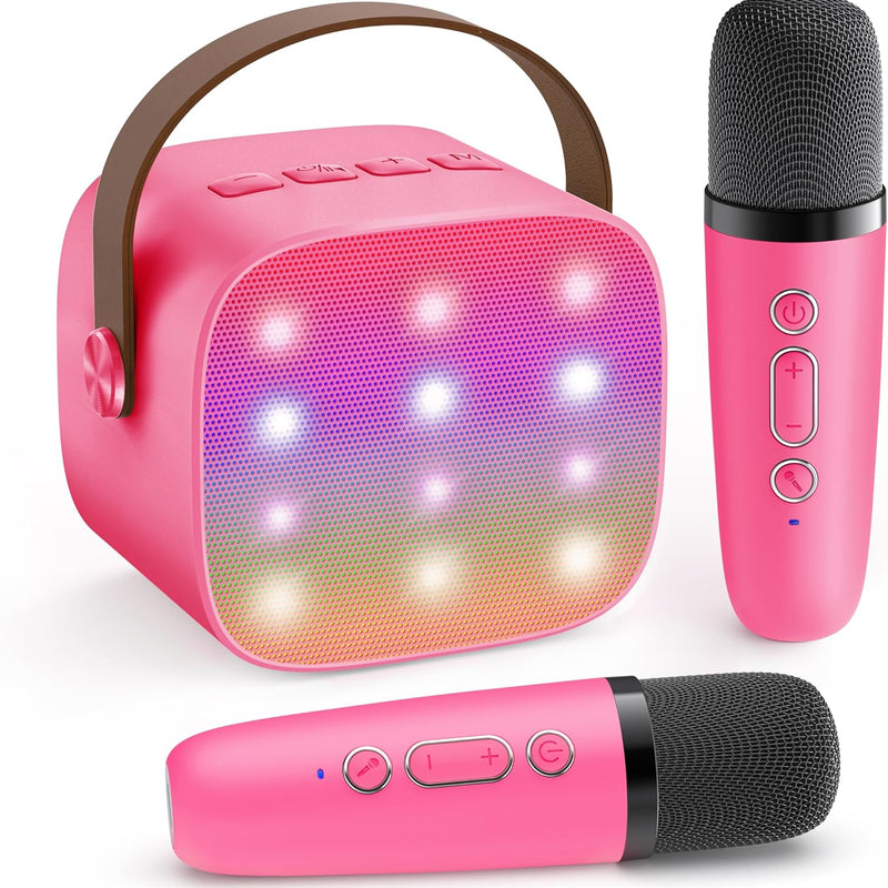YLL Portable Karaoke Machine with 2 Wireless Mics, Kids Singing Toy for 3-10+ Years