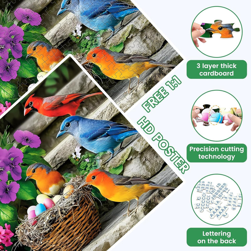 300-Piece Colorful Hummingbird Jigsaw Puzzle for Adults, 20.5x15 in