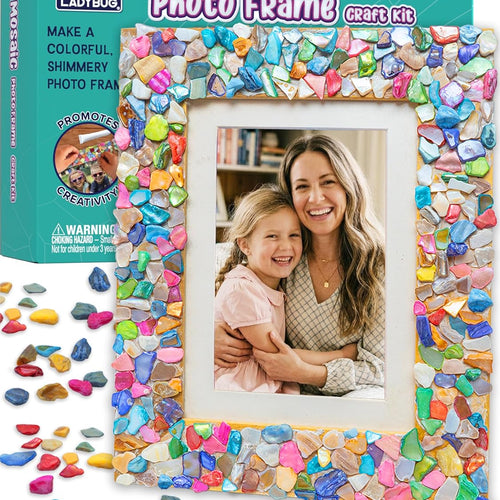 Mother of Pearl DIY Mosaic Photo Frame Craft Kit for Girls Ages 8-12 | Make-your-own Activity, Summer Projects, Tween Gift, 9 Year Old Birthday Present, Creative STEAM Activity