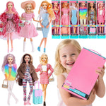 6 Pack Fashion 11.5 inch American Toy Prinecess Dolls Playset with Outfits Dress Design and Accessories Like Handbag Hat Crown Necklace Suitcase (Gift Box Package)