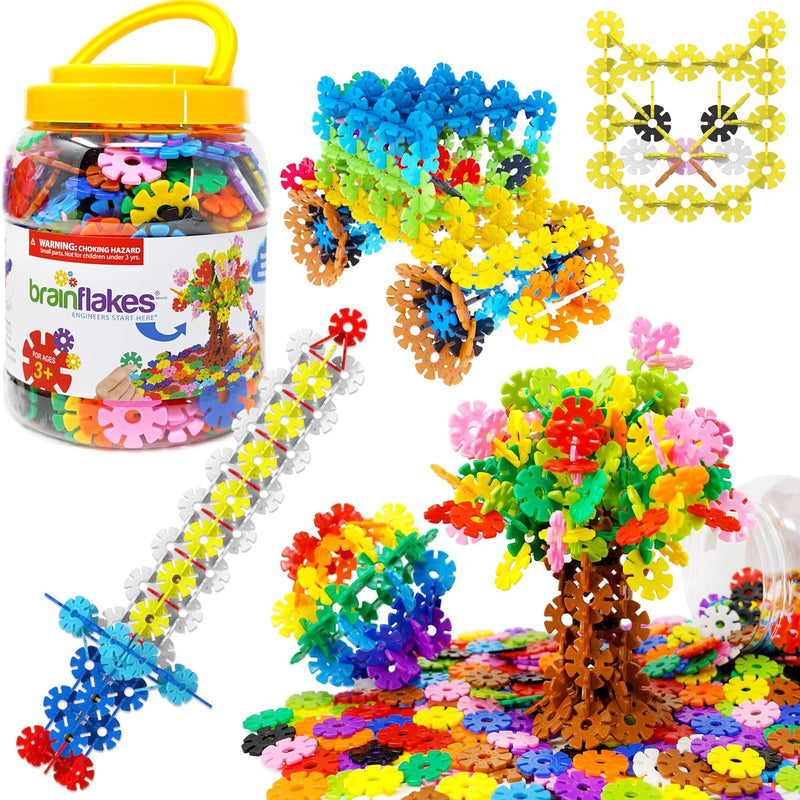 Brain Flakes 500 Piece Set, Aged 3+, Interlocking Plastic Disc Toy for Creative Building and STEM Learning