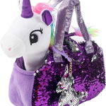 Little Jupiter Plush Pet Set w/Purse - Stuffed Animals for Girls - Unicorn Plush - Stuffed Plushies - Gift for Age 4-5 - 6-7 yrs (White Unicorn)