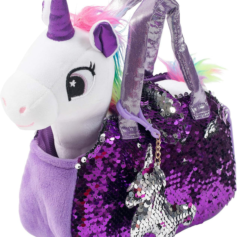 Little Jupiter Plush Pet Set w/Purse - Stuffed Animals for Girls - Unicorn Plush - Stuffed Plushies - Gift for Age 4-5 - 6-7 yrs (White Unicorn)