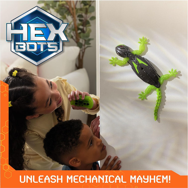 Official HEX BOTS Wall Crawler Gecko with rechargeable remote control and realistic gecko design for kids