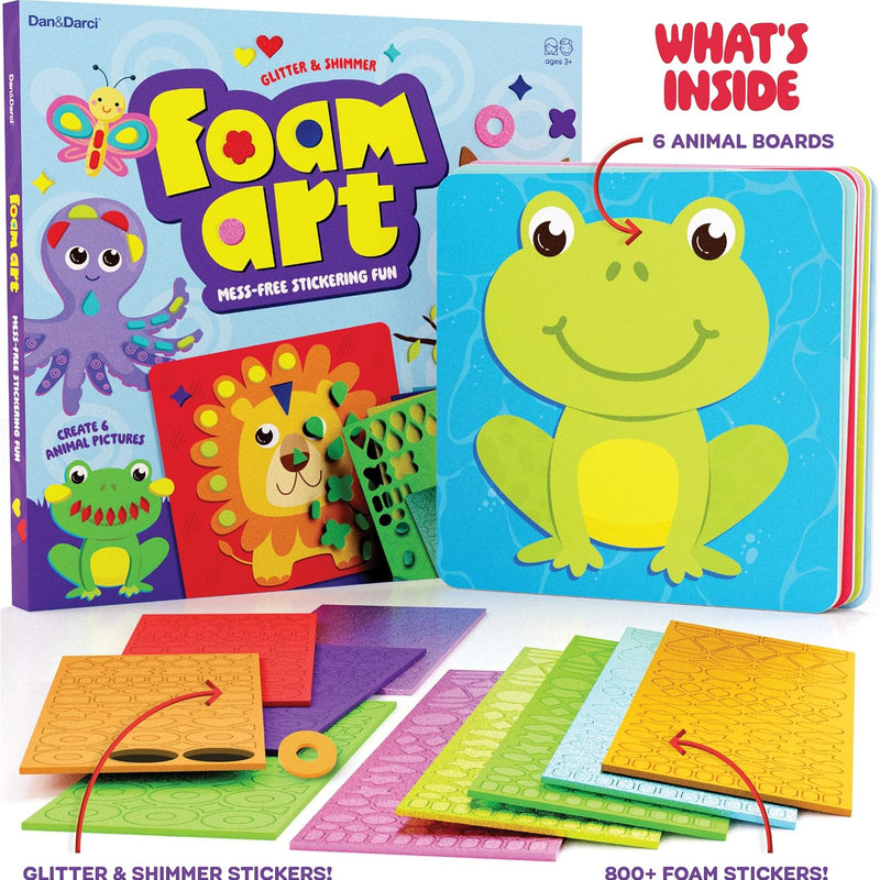 Foam Sticker Art Craft for Kids - Toddler Arts & Craft - Mess Free Activity | Toddler Craft Kit for Ages 3-5 - Boys 4-6 Birthday Gift - DIY Kid Activities Ages 3 4 5 6 Years - 4 Year Old Boy Gifts