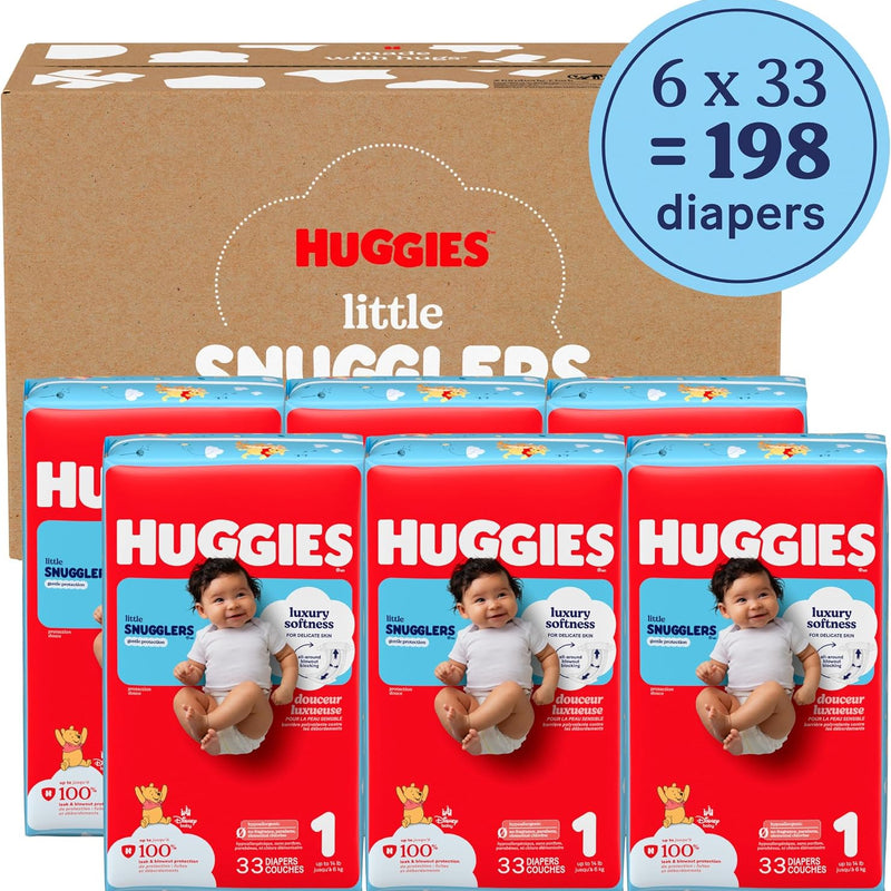 Huggies Little Snugglers Diapers Size 1, 198 Count (6 Packs of 33)
