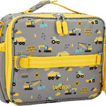 Bentgo Kids Lunch Bag - Durable, Double-Insulated Lunch Bag for Kids 3+; Holds Lunch Box, Water Bottle, & Snacks; Easy-Clean Water-Resistant Fabric & Multiple Zippered Pockets (Construction Trucks)