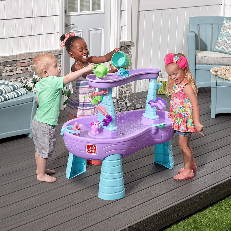 Step2 Rain Showers and Unicorns Water Table for Kids, Toddler Outdoor Sensory Play Table, 13 Accessories, Pink, Ages 18 Months+