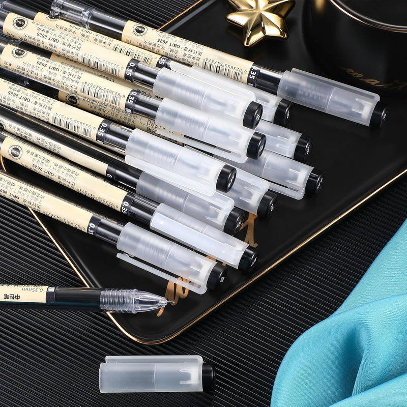 Chinco 12 Pieces 0.35 mm Black Gel Ink Pen Japanese Stationery Extra Fine Chinese Ballpoint Pen for Office School Korean Stationery Supply