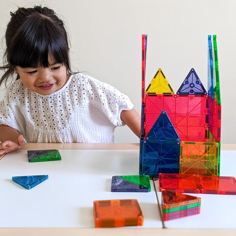 MAGNA-TILES Classic 32-Piece Magnetic Construction Set for 3+ Year Olds - Primary Colors and Geometric Shapes