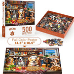 BenBen 500-Piece Adult Jigsaw Puzzle with HD Printing, Dog Theme, Thick Cardboard, Family Game Night