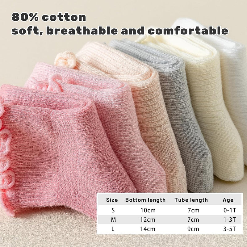 ANYANIME Toddler Socks Ruffle for Girls Baby Grip Socks Non Slip Cute Frill