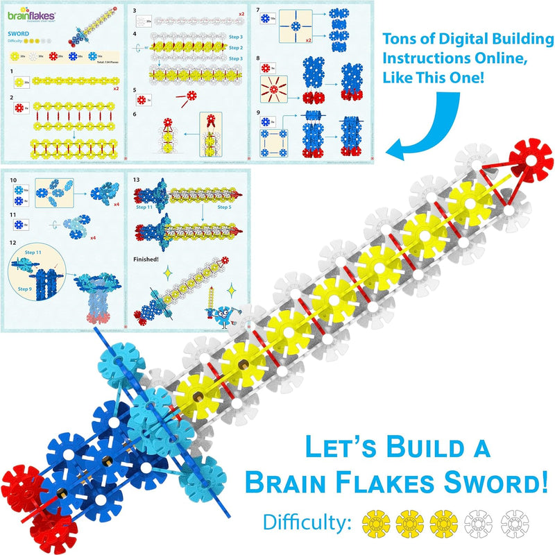Brain Flakes 500 Piece Set, Aged 3+, Interlocking Plastic Disc Toy for Creative Building and STEM Learning
