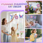 Diamond Art Kits for Kids Ages 8-12, 3 PCS DIY Gem Art Suncatchers for Kids | Diamond Art Kit with 3 Paintings and 2 Tool Sets, Craft Kits Birthday Gift for Girls Ages 8-12, Home/Garden/Backpack Décor