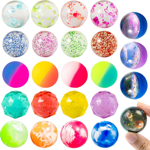 JOYIN 24 Piece Assorted Bouncy Balls: Durable Rubber Toys for Kids' Parties, Carnivals, and Classrooms