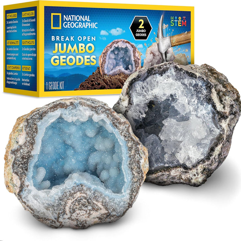 National Geographic 10 Premium Geodes STEM Science Kit with Goggles & Display Stands