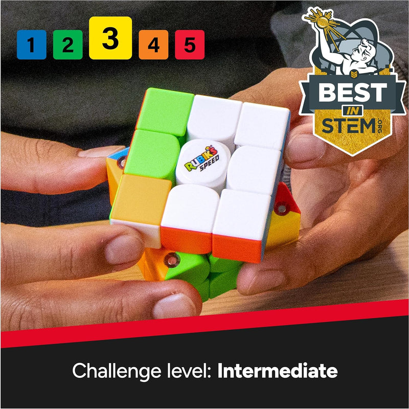 Rubik’s 3x3 Magnetic Speed Cube for Fast Solves and Brain Teasers, Ages 8 & Up, Speed Cubing Toy