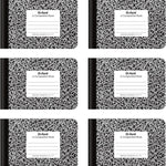 Oxford Jr. Composition Notebooks, School Supplies, Notebooks for School, Half Size, 4-7/8 x 7-1/2 Inches, Wide Ruled Paper, 80 Sheets, Kids Journal, Black Marble Covers, 6 Pack (63773)