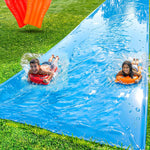 JAMBO 25Ft Premium XXL Slip Splash and Slide with 3 Bodyboards, Heavy Duty Water Slide- Advanced 3-Way Sprinkler System, Splash Mat Splash Pad Backyard Waterslide Outdoor Water Toys n Slides for Kids